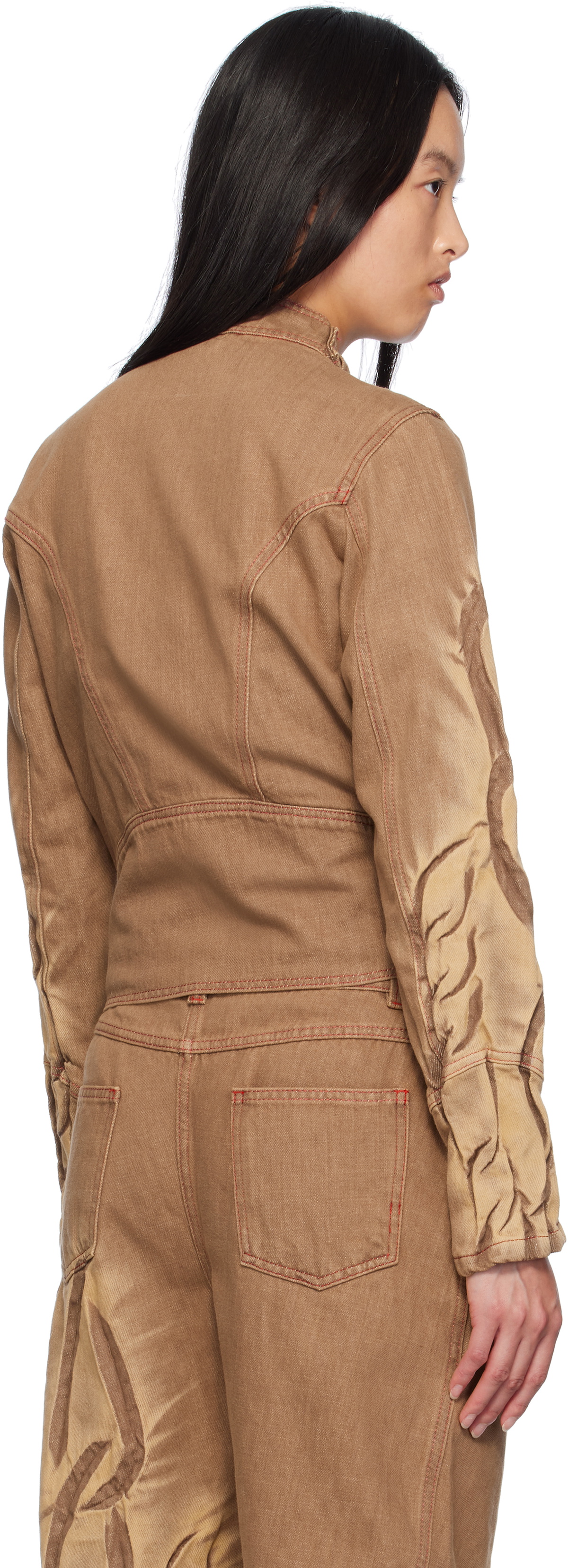 Masha Popova SSENSE Exclusive Brown Chain Racing Denim Jacket