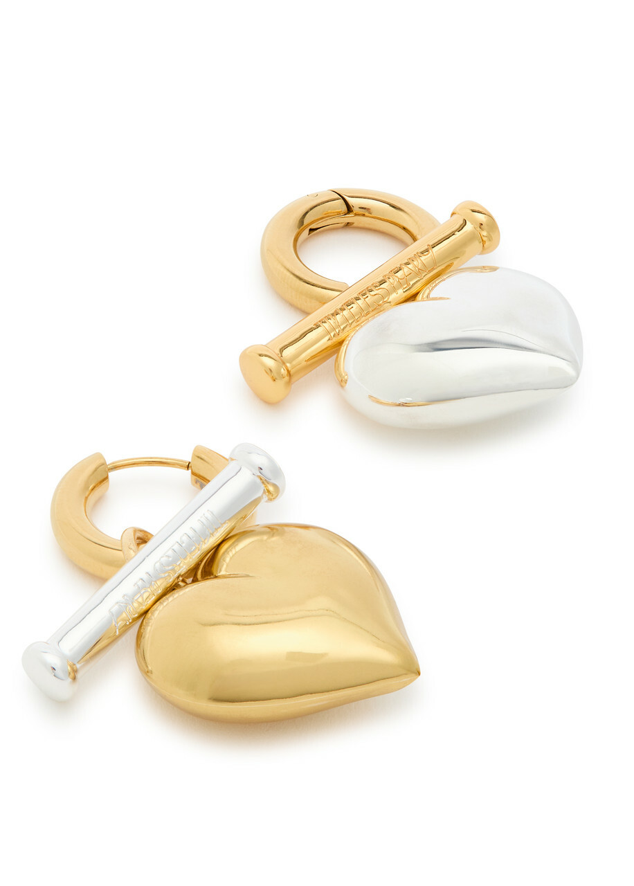 Timeless Pearly Two-tone Heart 24kt Gold-plated and Sterling Silver Hoop Earrings - One Size