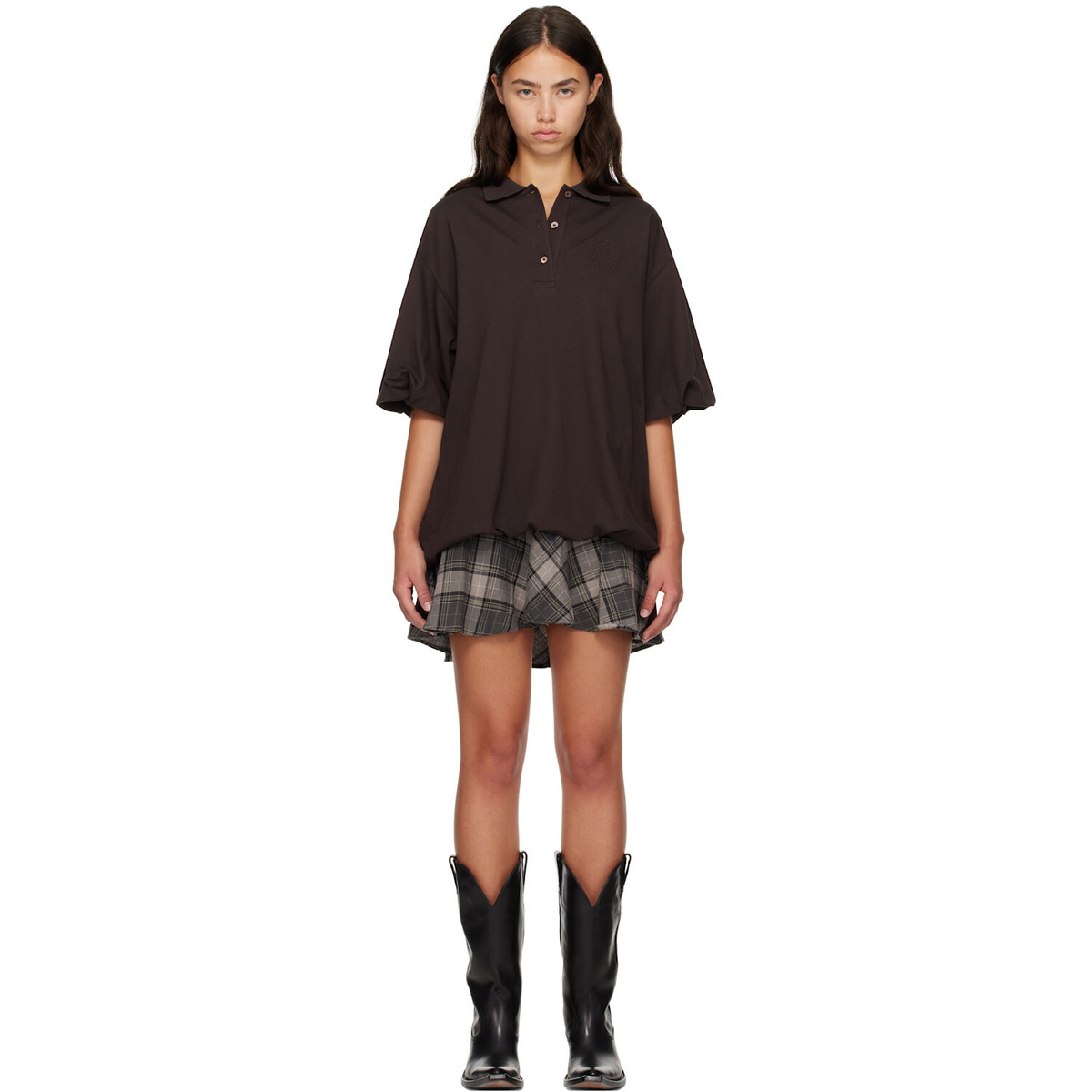 Acne Studios Brown & Green Layered T-shirt Minidress