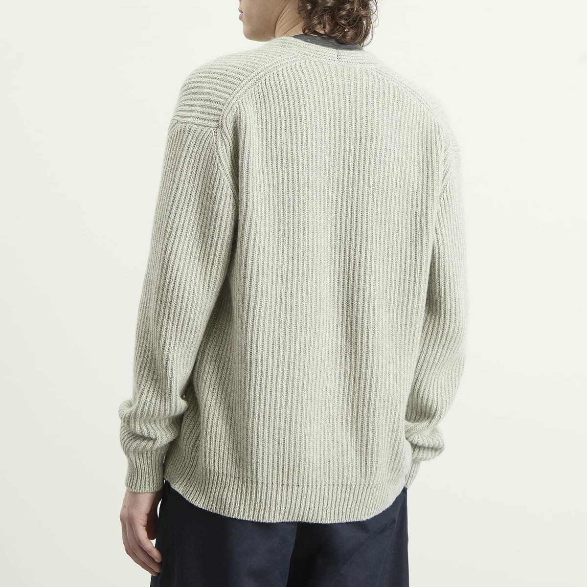 Auralee Men's Cashmere Silk Melange Knit Cardigan in Mix Mint Gray