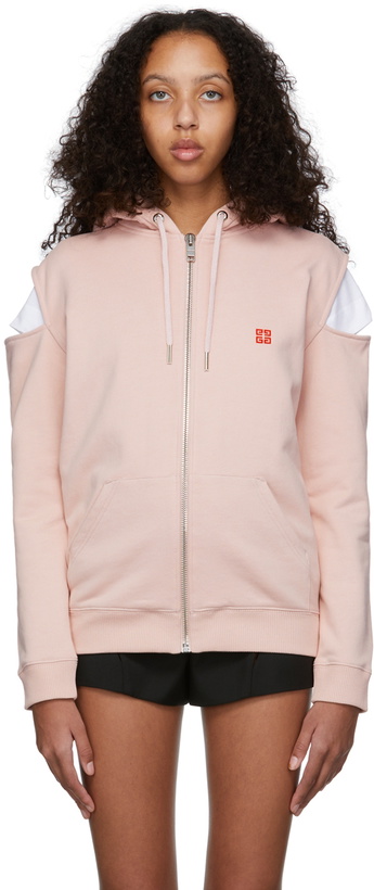 Photo: Givenchy Pink Logo Cut-Out Zip Hoodie