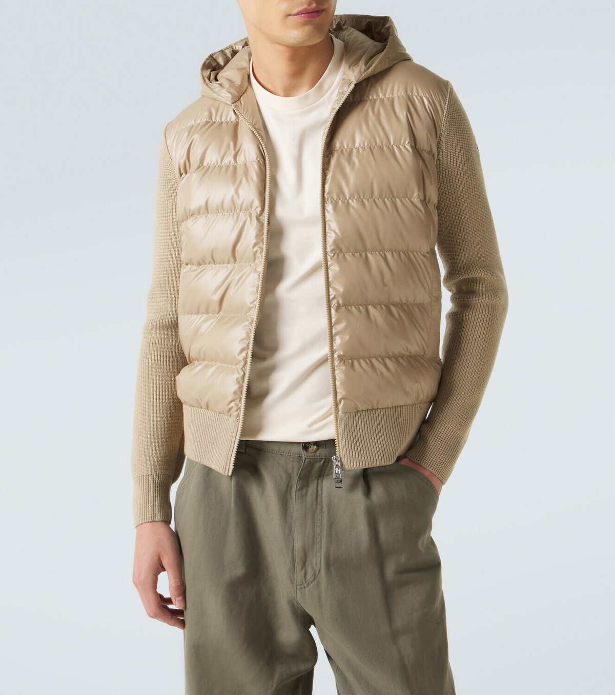 Moncler Tricot down-paneled virgin wool cardigan