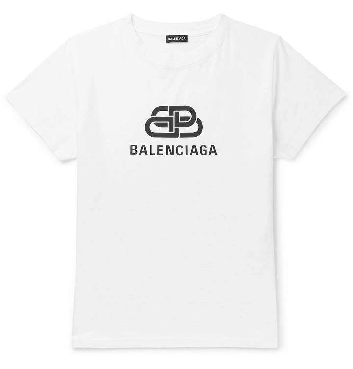 Photo: Balenciaga - Slim-Fit Logo-Print Cotton-Jersey T-Shirt - White