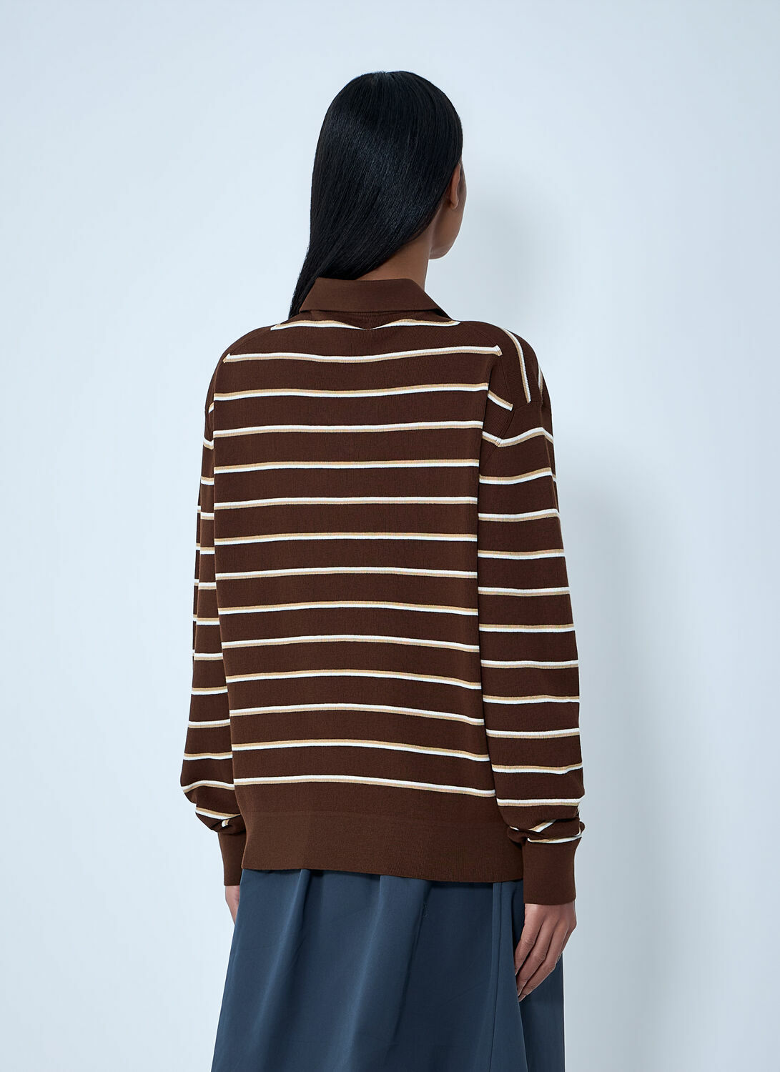 Miu Miu Striped Knit Polo Sweater