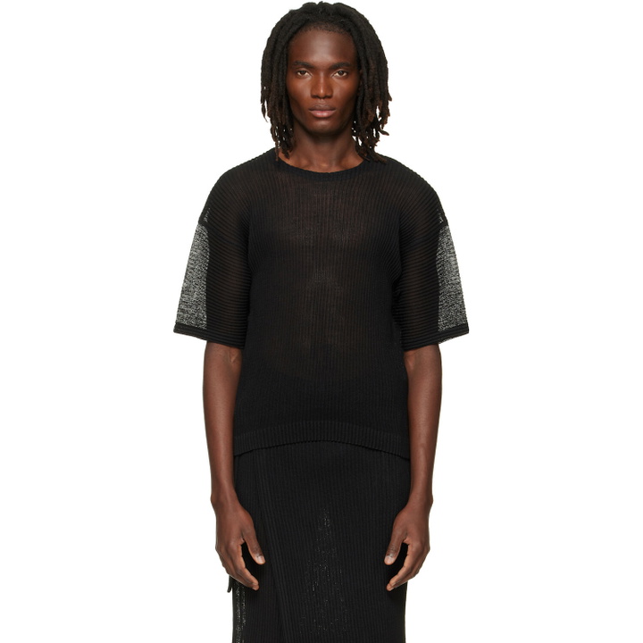 Photo: HOMME PLISSÉ ISSEY MIYAKE Black Rustic Mesh T-shirt