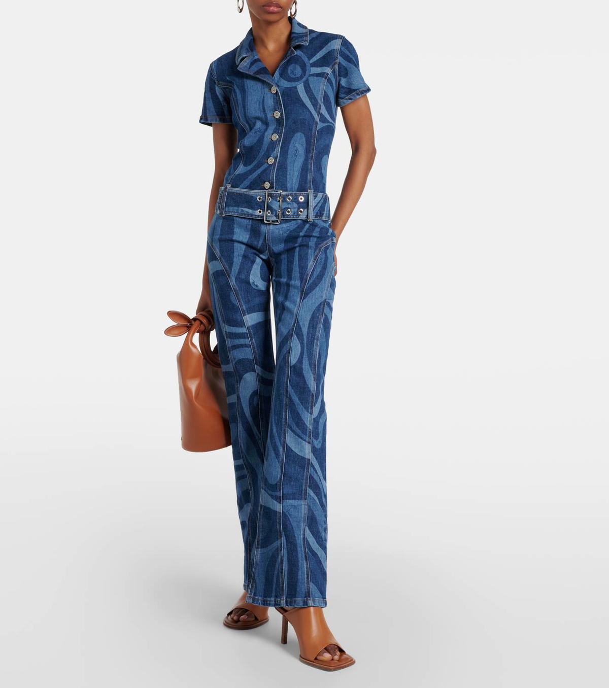 Pucci Marmo-printed denim jumpsuit Emilio Pucci