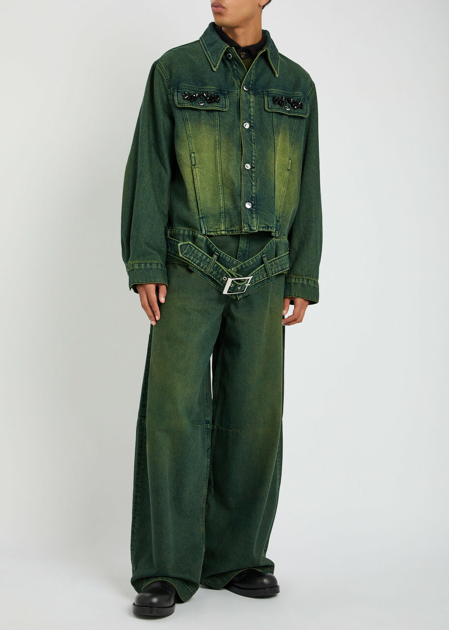 Simone Rocha Darted Wide-leg Jeans Green Simone Rocha