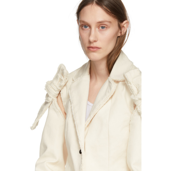 Roberts | Wood Off-White Twill Removable Sleeves Blazer