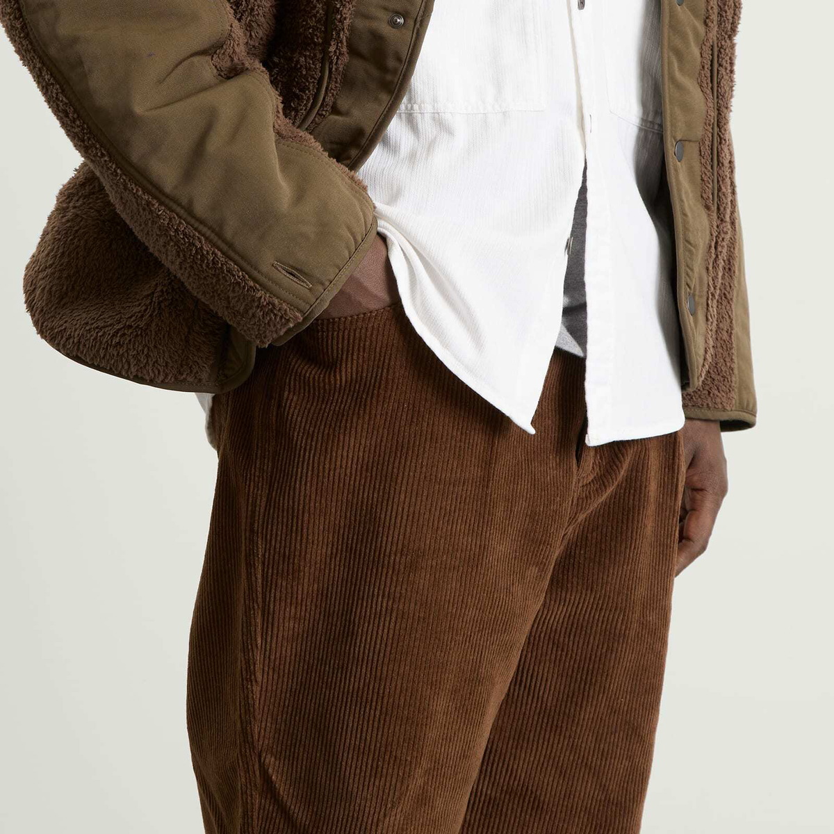 FrizmWORKS Men's Corduroy Wide One Tuck Pants in Brown