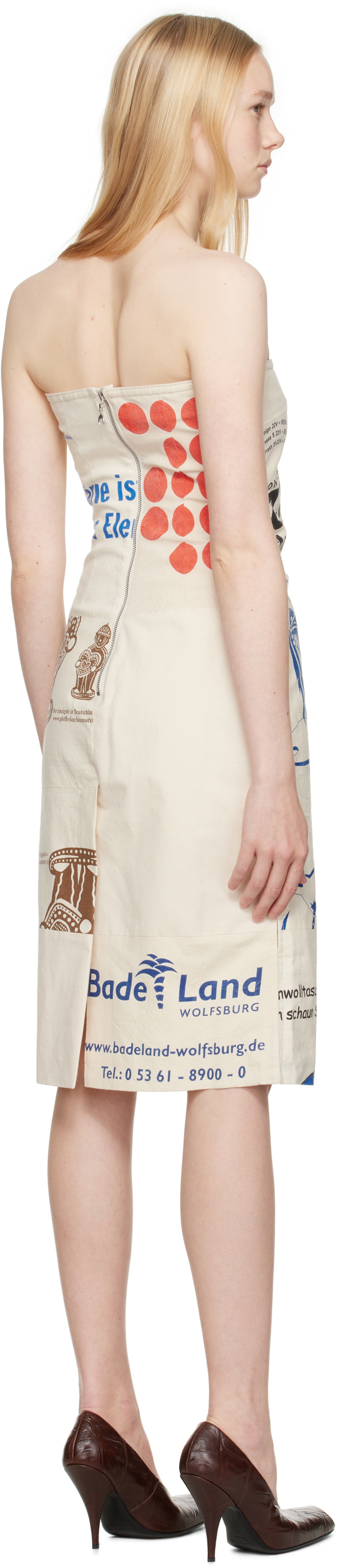Marine Serre Beige Regenerated Tote Bags Bustier Midi Dress