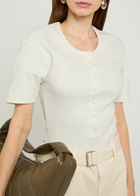 Lemaire Ribbed Cotton-blend top Off White