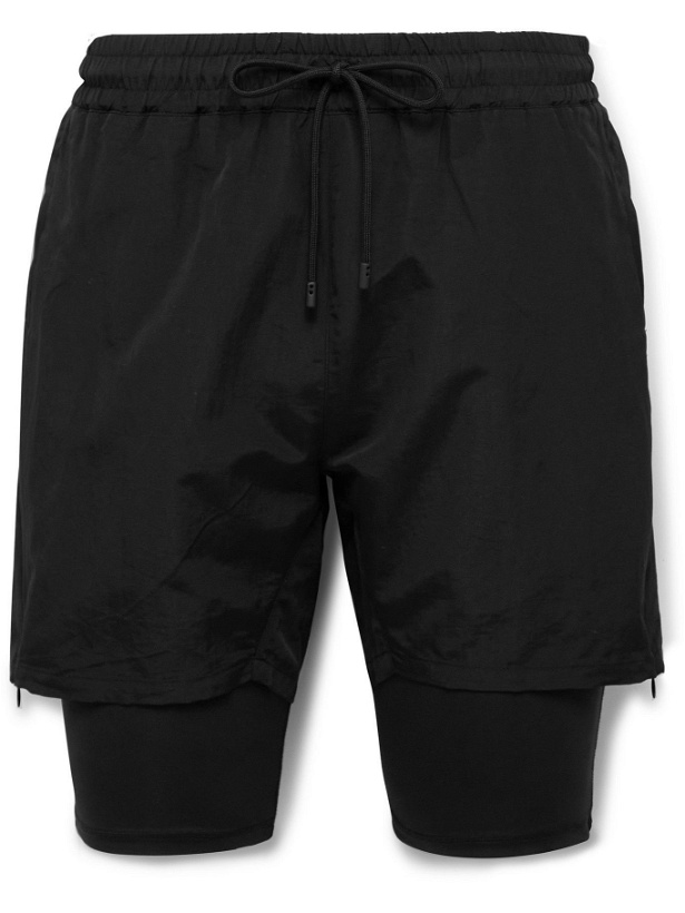 Photo: HAYDENSHAPES - Arsham Stampd Slim-Fit Mid-Length Layered Swim Shorts - Black