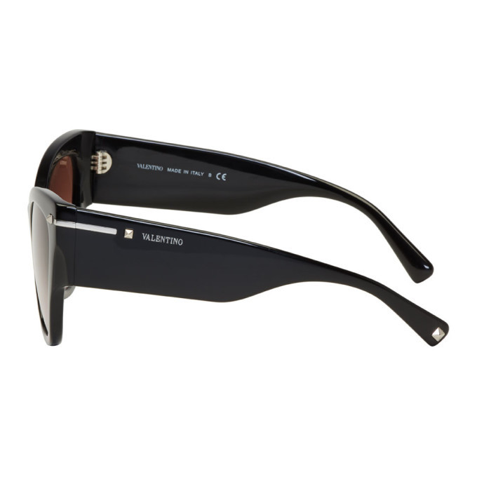お値下げ‼️VALENTINO ブラック キャットアイ サングラス Valentino VLS114-A V-Goldcut II Black Cat Eye Sunglasses