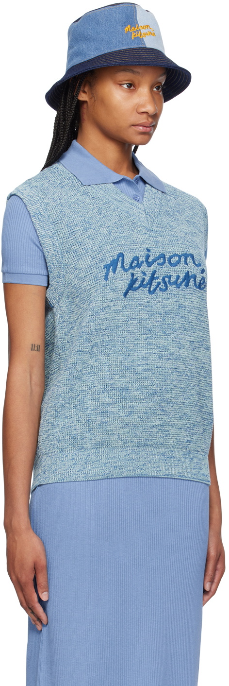 Maison Kitsuné Blue Handwriting Vest
