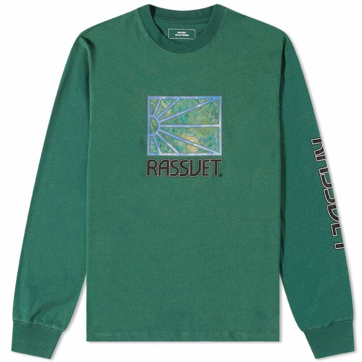 Photo: PACCBET Men's Long Sleeve Painting Logo T-Shirt in Dark Green