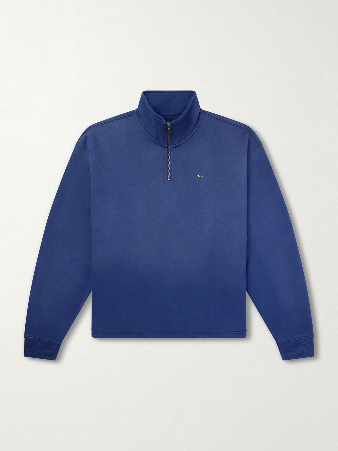 Aimé Leon Dore - Logo-Embroidered Cotton-Jersey Half-Zip Sweatshirt - Blue