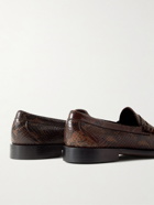G.H. Bass & Co. - Weejun Heritage Larson Snake-Effect Leather Loafers - Brown