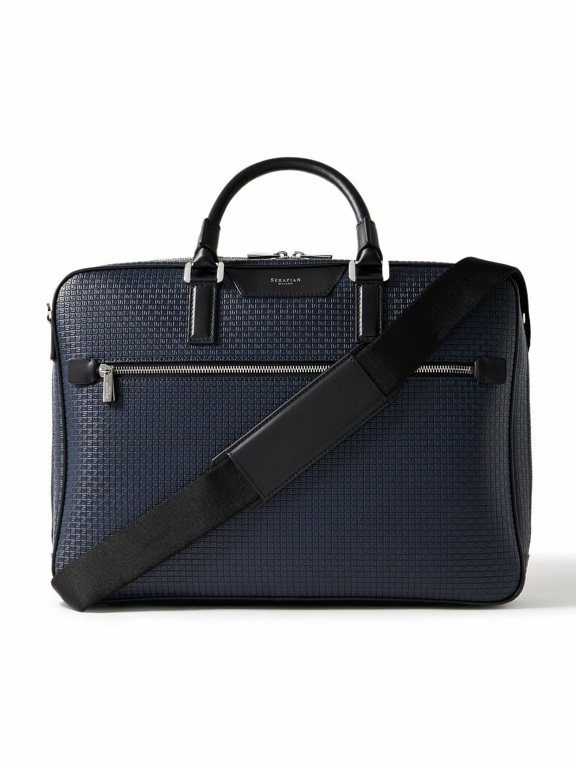 Serapian - Leather-Trimmed Logo-Embossed Stepan Coated-Canvas Briefcase