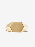 Lizzie Mandler Fine Jewelry 18K Yellow Gold Hex Knife Edge Signet Ring