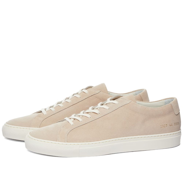 Photo: Common Projects Men's Achilles Low Suede Sneakers in Nude