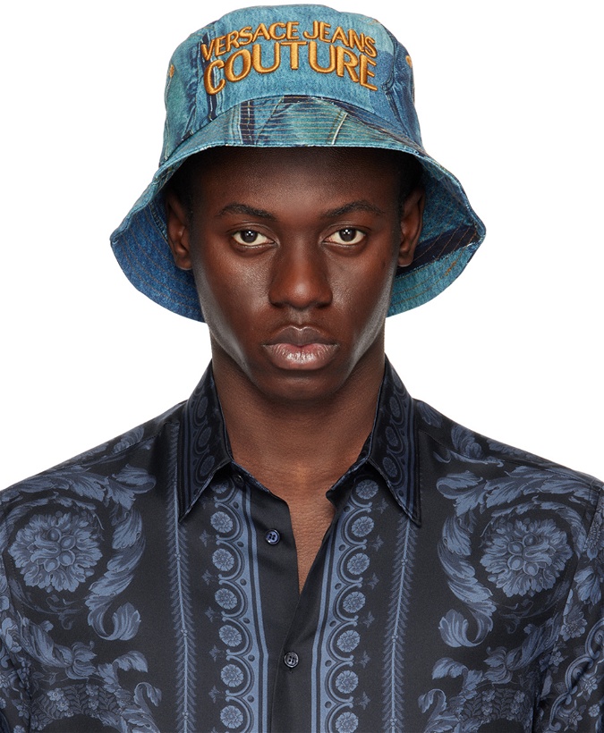 Photo: Versace Jeans Couture Blue Patchwork Denim Bucket Hat