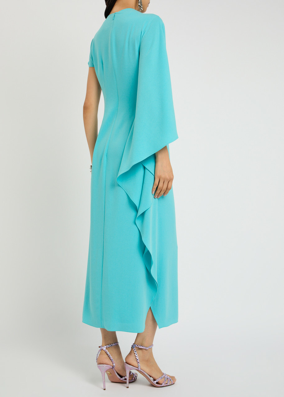 Roksanda Hilma Draped Crepe Midi Dress Blue