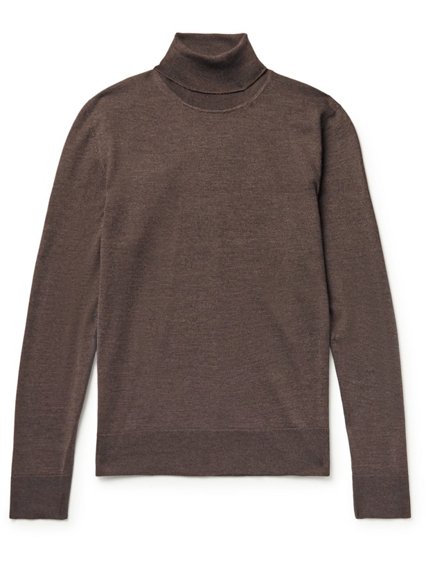 Photo: The Row - Emile Wool and Silk-Blend Rollneck Sweater - Brown