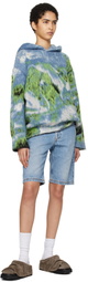The Attico Blue Swan Print Hoodie