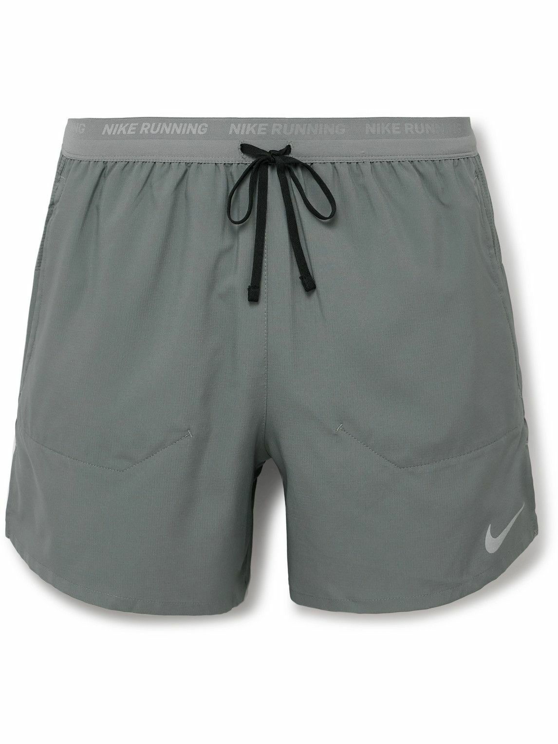Photo: Nike Running - Stride Straight-Leg Mesh-Panelled Dri-FIT Ripstop Drawstring Shorts - Gray