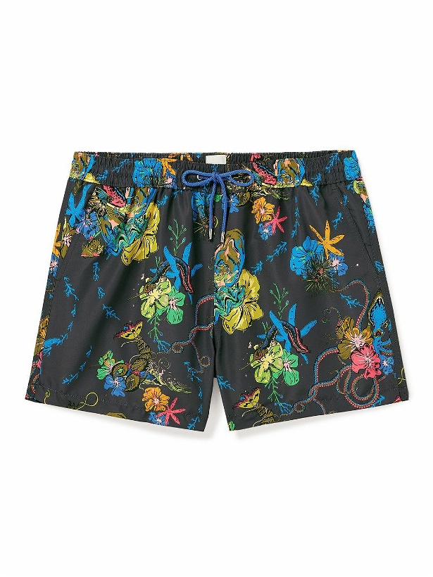 Photo: Paul Smith - Kraken Slim-Fit Short-Length Printed Recycled Swim Shorts - Blue
