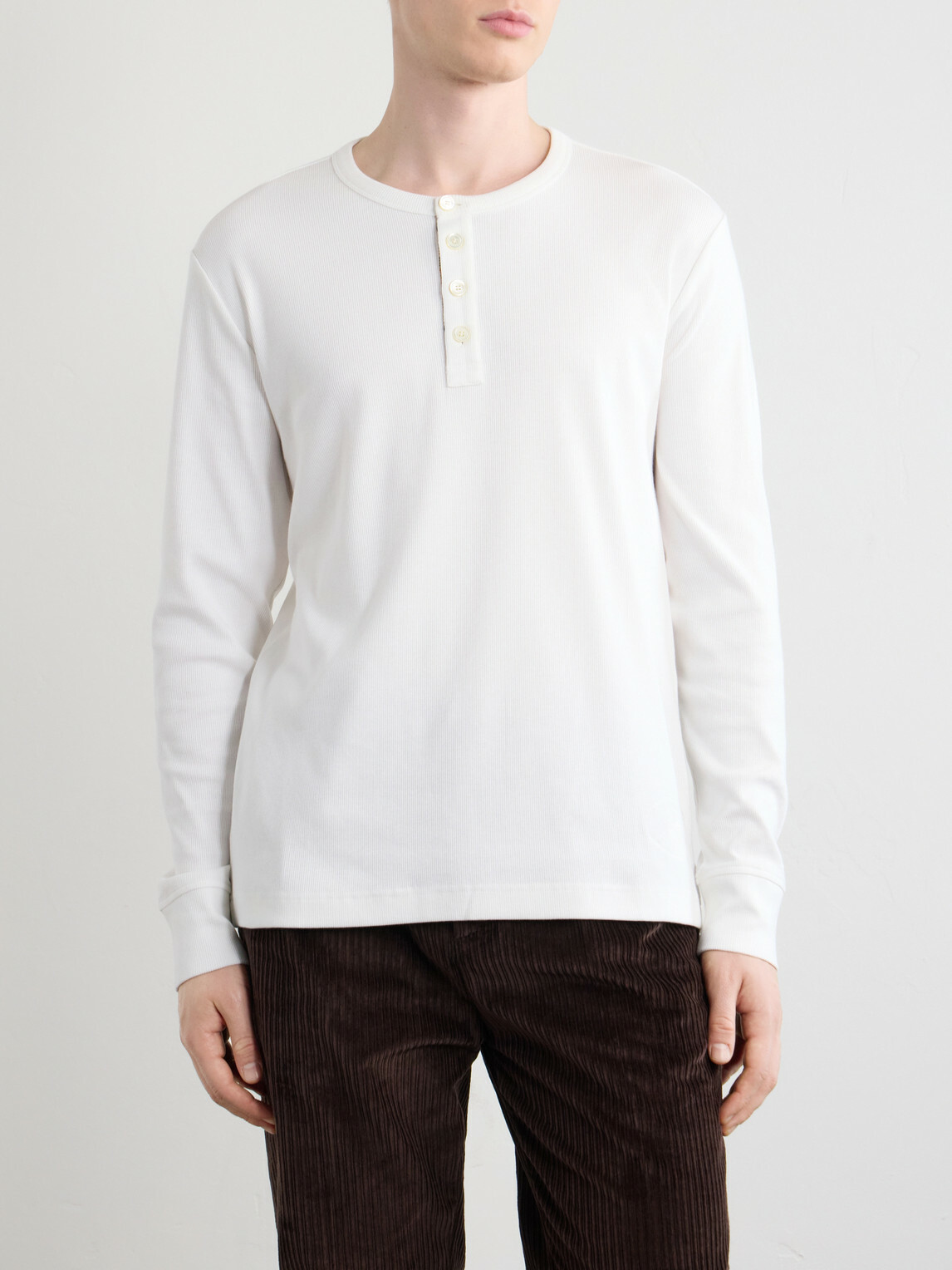 Burberry - Logo-Embroidered Ribbed Cotton-Blend Jersey T-Shirt - White