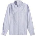 Wood Wood Men's Adam Button Down Oxford Shirt in Blue Stripes