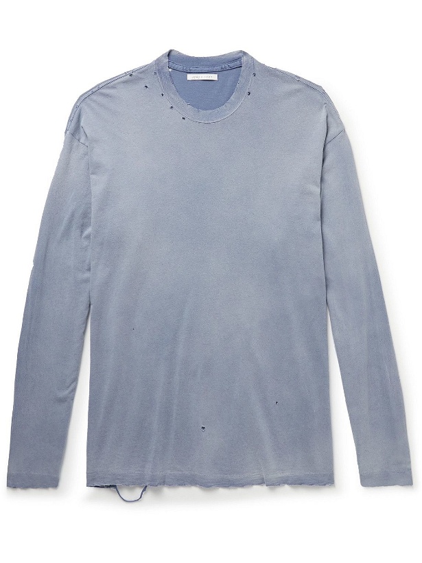 Photo: John Elliott - Folsom Distressed Cotton-Jersey T-Shirt - Blue