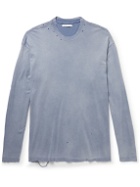 John Elliott - Folsom Distressed Cotton-Jersey T-Shirt - Blue