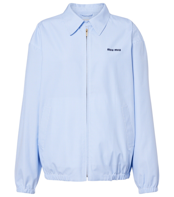 Photo: Miu Miu Logo gingham cotton blouson jacket