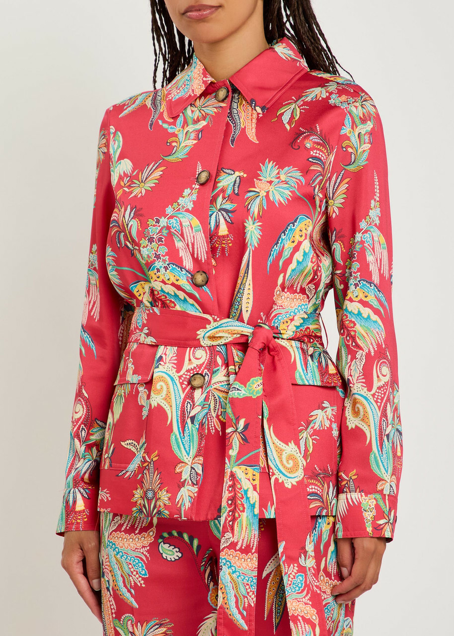 Etro Printed Belted Satin Jacket Multicoloured