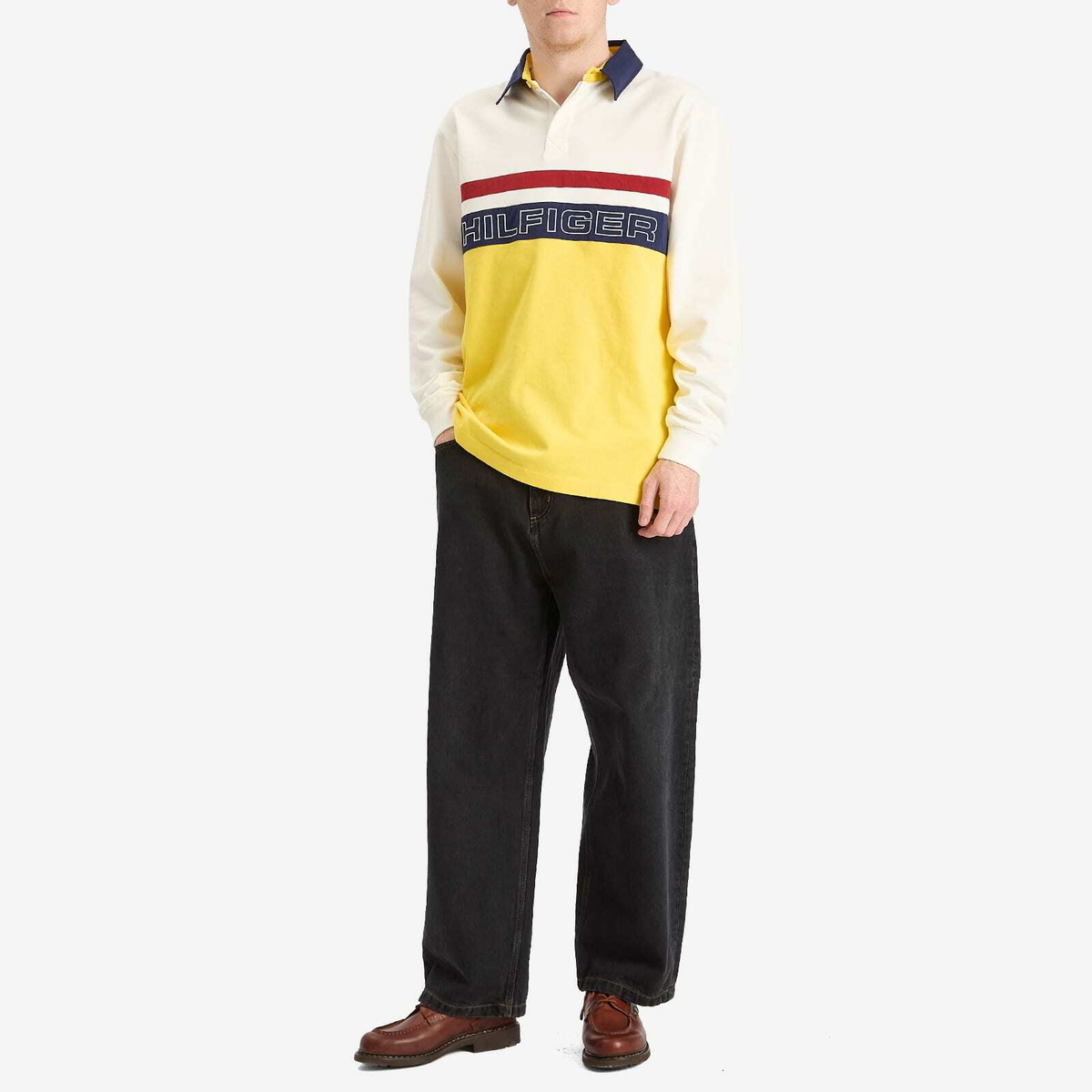 Tommy Jeans Men's Gi Sailing Rugby Polo in Yellow
