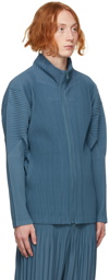 Homme Plissé Issey Miyake Blue Color Pleats Zip-Up Jacket