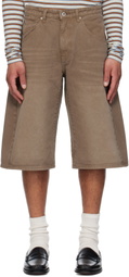 COOR Brown Garment-Dyed Engineer Denim Bermuda Shorts