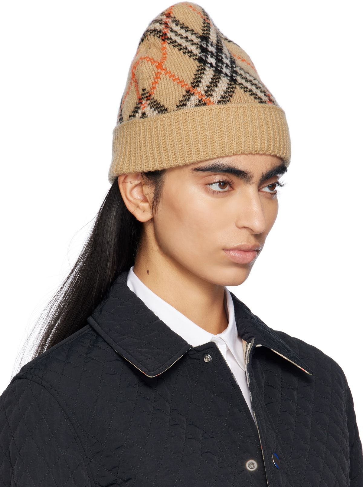 BURBERRY ベージュ ニット帽 54-61cmcashmere Check Cashmere Blend Beanie in Sand beige - Men | Burberry® Official