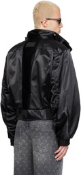 Marine Serre Black Satin Nylon Bomber Jacket