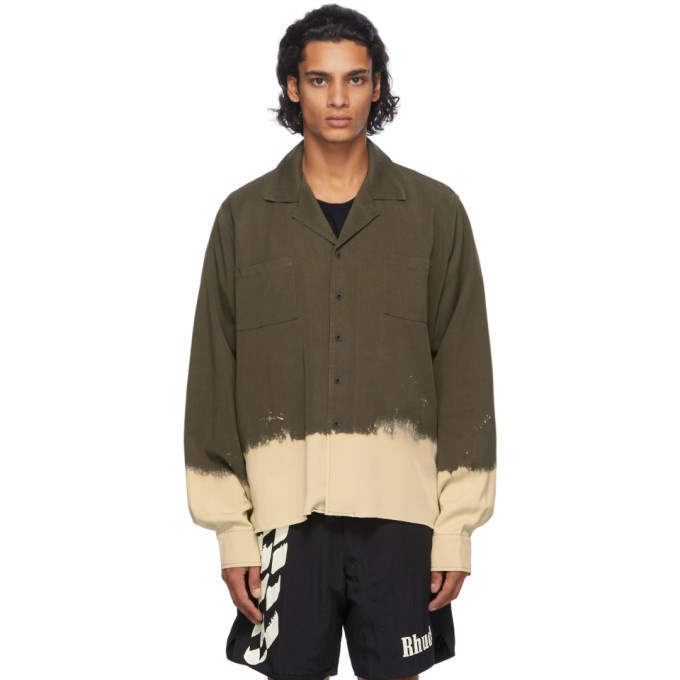 Photo: Rhude Green and Off-White Bleached Hawaiian Shirt