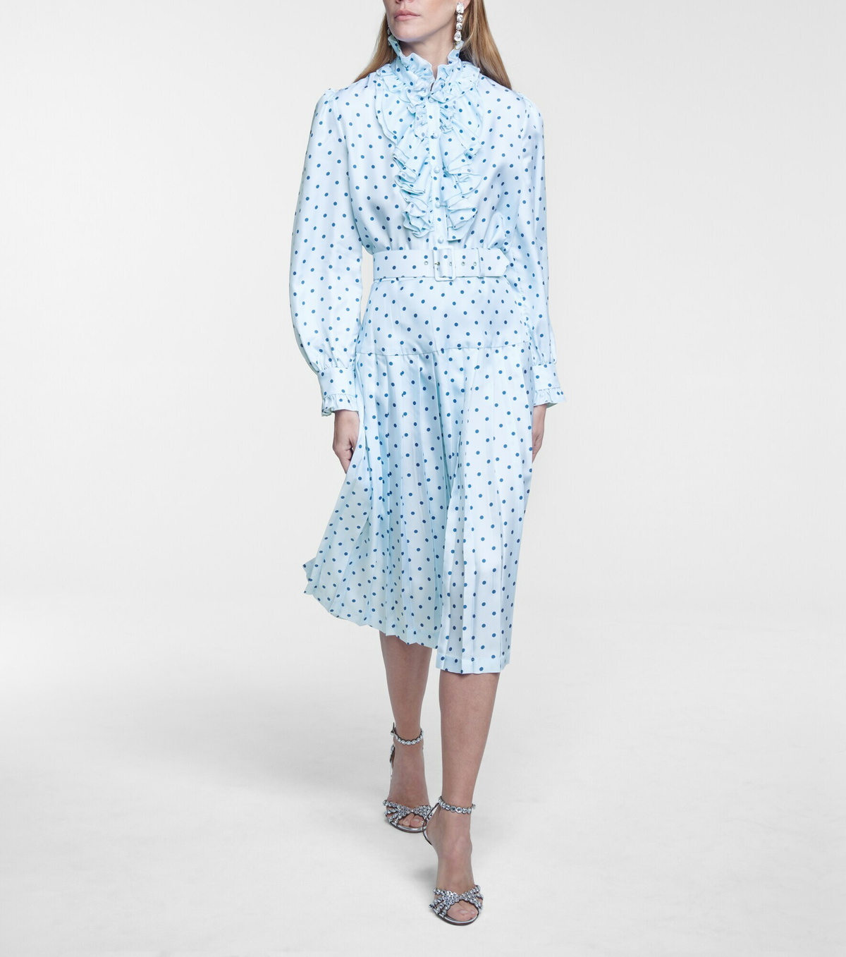 Rodarte - Polka-dot high-rise silk midi skirt