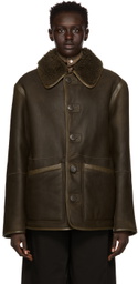 Lemaire Reversible Brown Leather Jacket