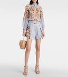 Zimmermann Lexi floral high-rise linen shorts