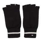 Saint Laurent Black Wool Stripe Fingerless Gloves