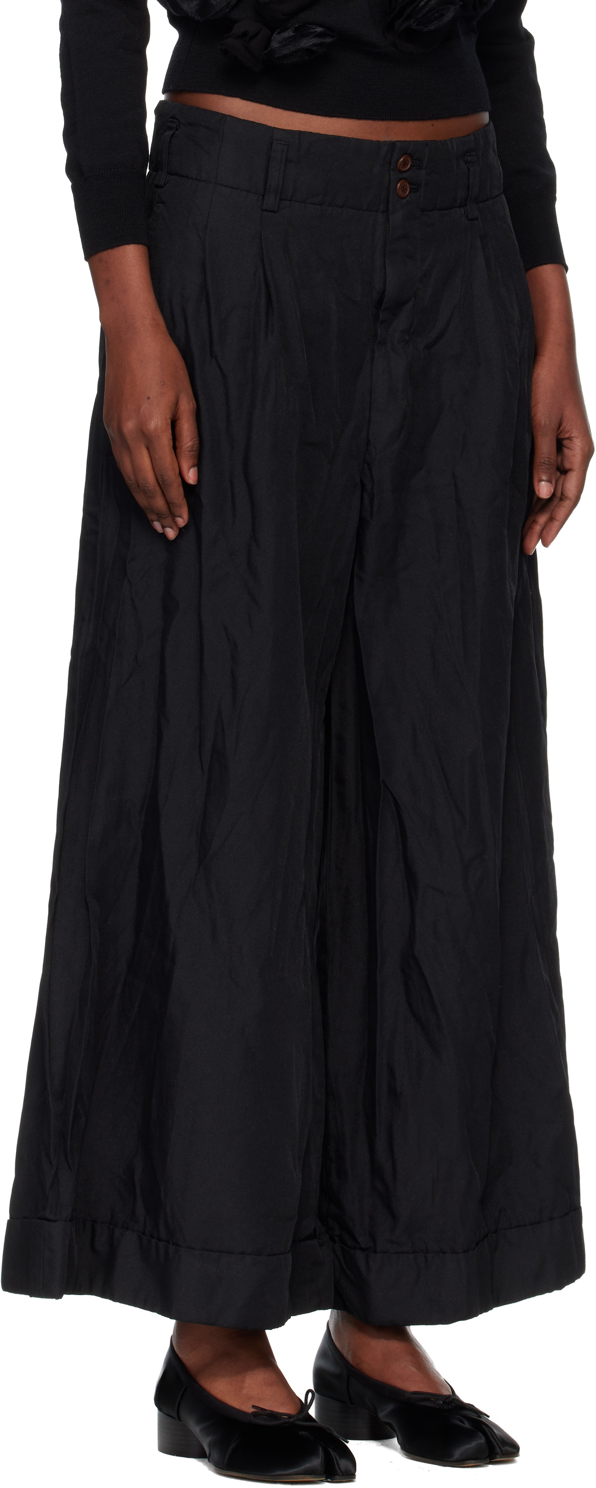 Comme des Garçons Comme des Garçons Black Twill Garment Dyed Trousers