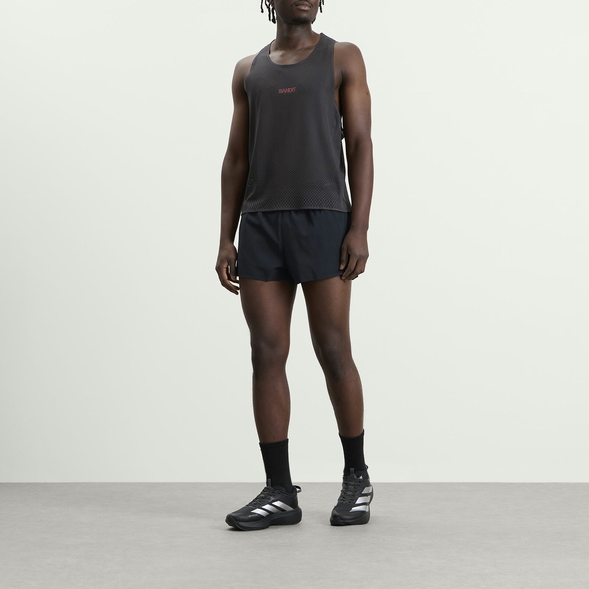 Bandit Men's Open Mesh Gradient Cut Race Singlet in Black