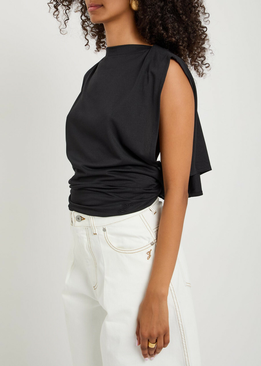 Jacquemus Le Marcel Moisson Open-back Paper-blend top Black
