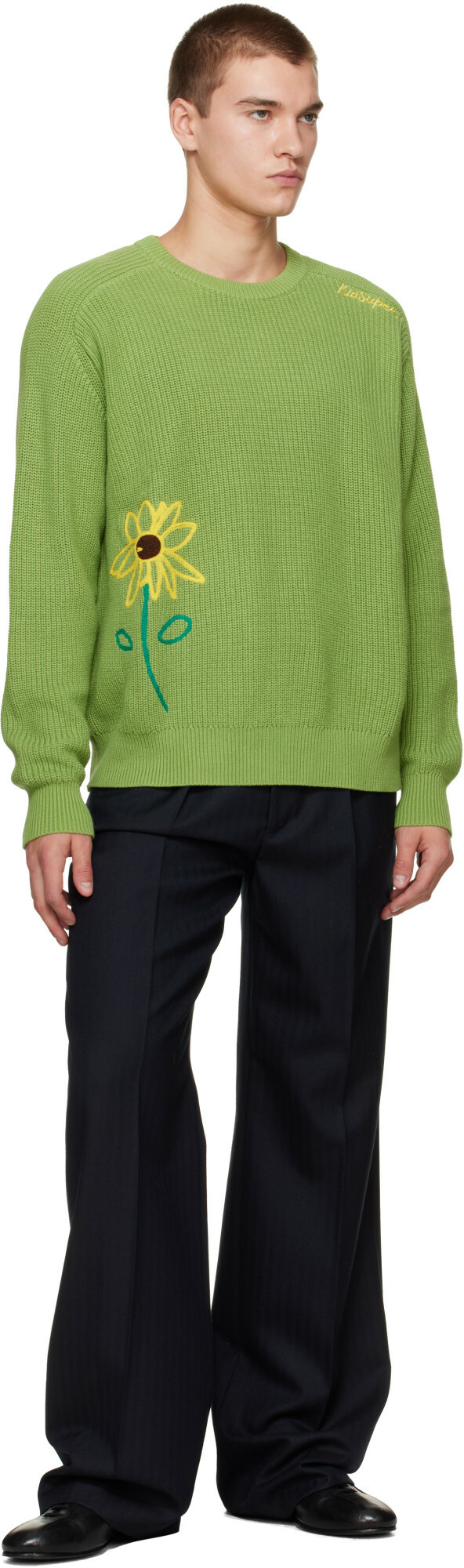 KidSuper Green Knit 'Flower' Sweater